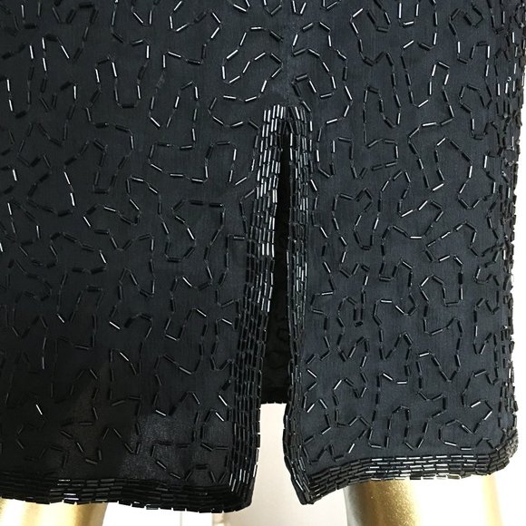 Vintage LAURENCE KAZAR Sleeveless Silk Beaded, Sequined, Embellished Dress - Picture 9 of 15